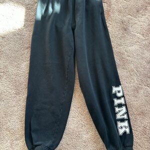 PINK Victoria's Secret Black Joggers with Logo
